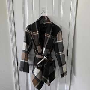 Plaid Women's Jacket - Black, Brown, White